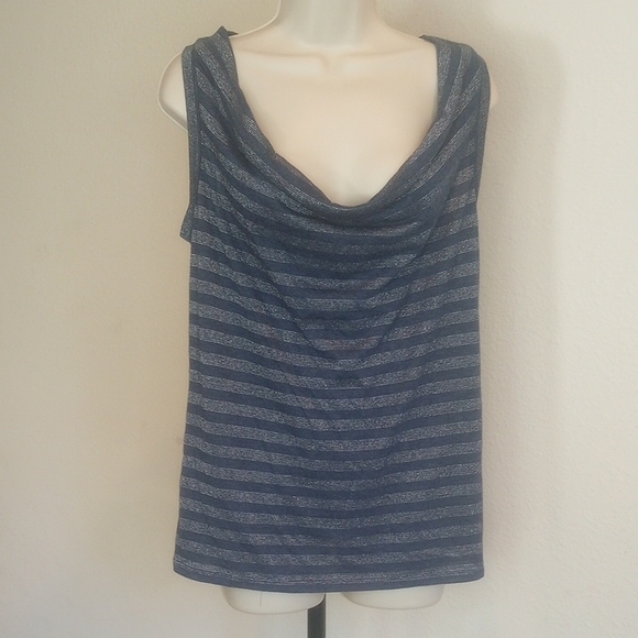 Converse Tops - Converse ONE STAR Blue Draped Stipes Tank Top Sz L